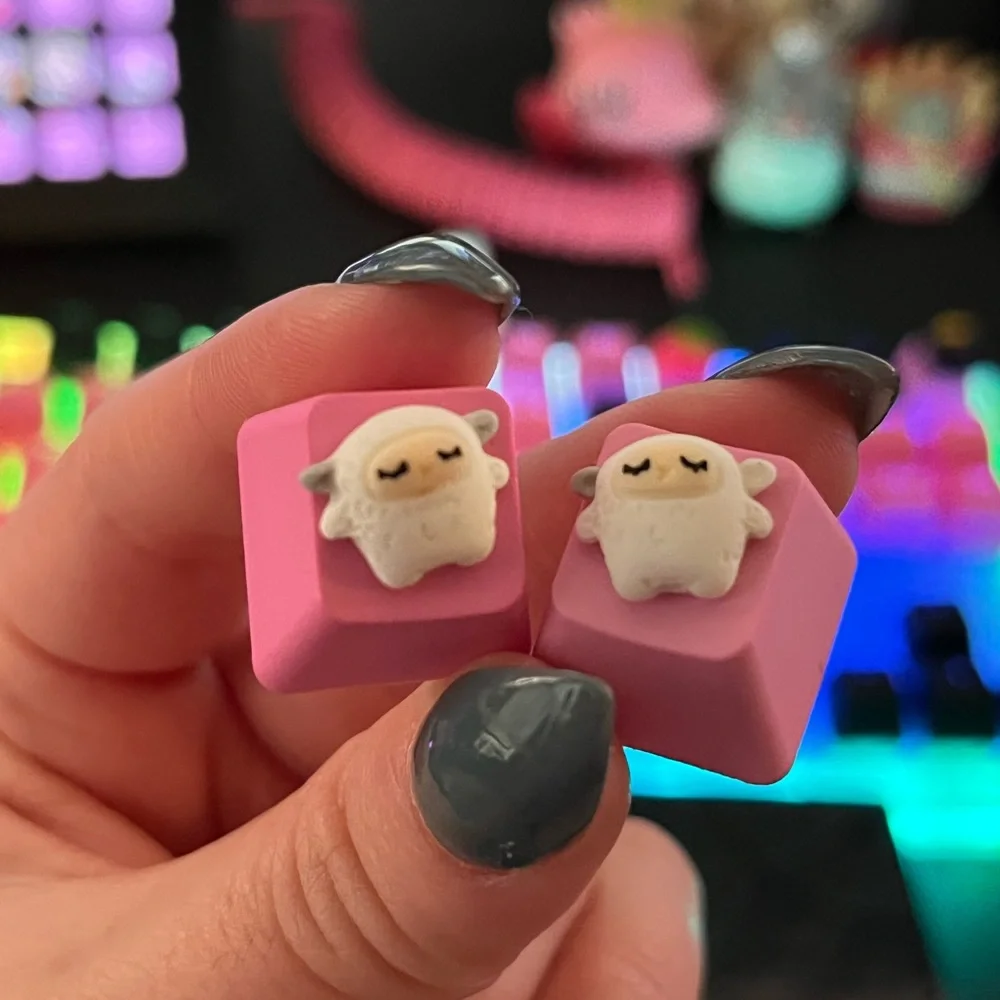 Cute Pink Sheep Artisan Keycap, for OEM Mechanical Keyboard